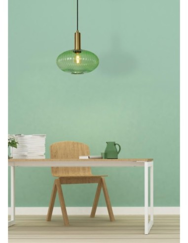 Suspension Diam. 30 cm 1xE27 40W Dimmable Vert - Lucide - Maloto