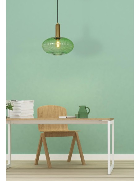 Suspension Diam. 30 cm 1xE27 40W Dimmable Vert - Lucide - Maloto