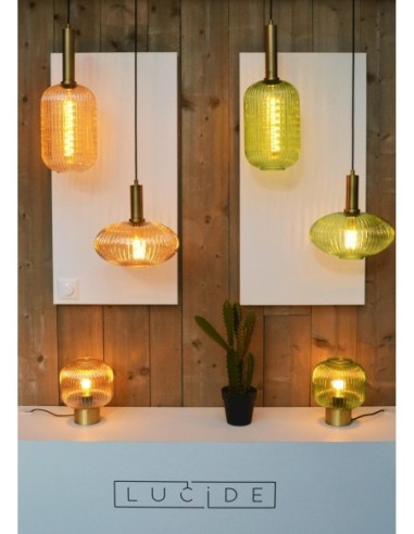 Suspension Diam. 30 cm 1xE27 40W Dimmable Vert - Lucide - Maloto