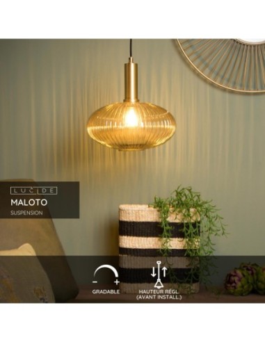 Suspension Diam. 30 cm 1xE27 40 W Ambre - Lucide - Maloto