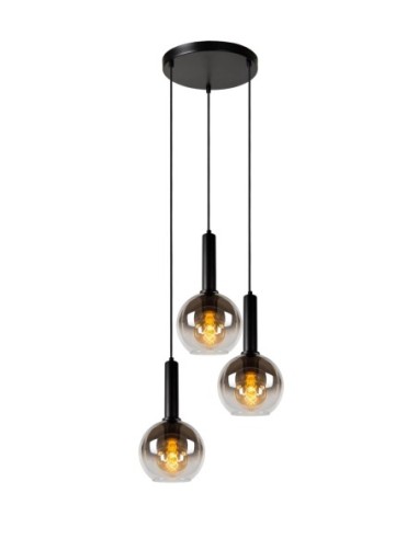 Suspension Diam. 48,5 cm 3xE27 40 W Dimmable Noir et fumé - Lucide - MARIUS