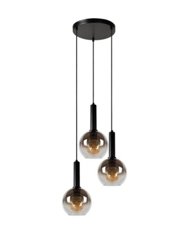 Suspension Diam. 48,5 cm 3xE27 40 W Dimmable Noir et fumé - Lucide - MARIUS