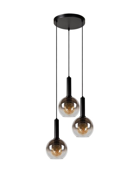 Suspension Diam. 48,5 cm 3xE27 40 W Dimmable Noir et fumé - Lucide - MARIUS