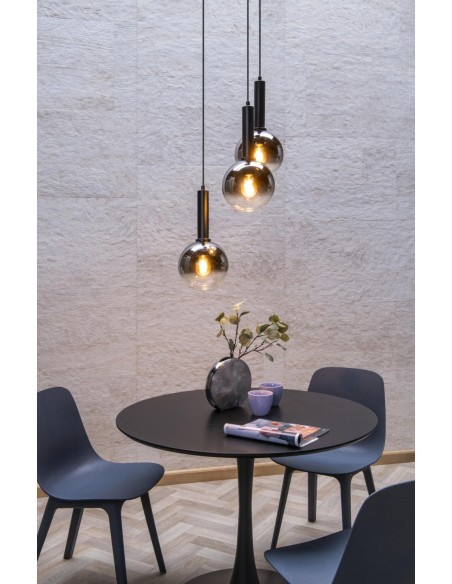 Suspension Diam. 48,5 cm 3xE27 40 W Dimmable Noir et fumé - Lucide - MARIUS