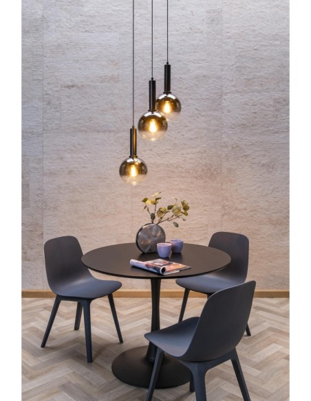 Suspension Diam. 48,5 cm 3xE27 40 W Dimmable Noir et fumé - Lucide - MARIUS