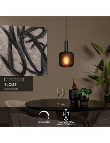 Lucide ELOISE Suspension Diam. 21 cm 1xE27 Noir | Deko Light