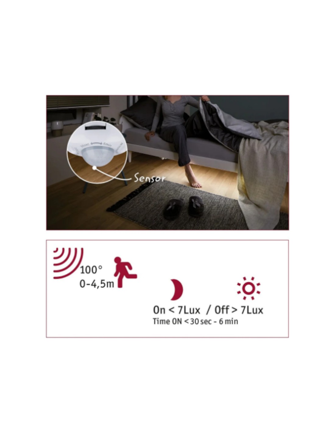 Kit Ruban led 1m avec détecteur de mouvement balisage lit dressing placard