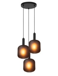 Suspension Diam. 40 cm 3xE27  Noir et fumé - Lucide - Eloise