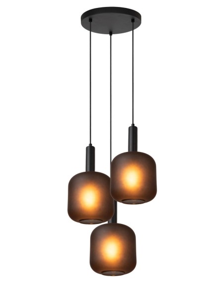 Suspension Diam. 40 cm 3xE27  Noir et fumé - Lucide - Eloise
