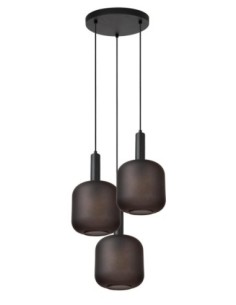 Suspension Diam. 40 cm 3xE27  Noir et fumé - Lucide - Eloise 2