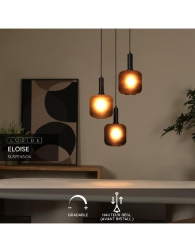 Lucide ELOISE Suspension Diam. 40 cm 3xE27 Noir | Deko Light