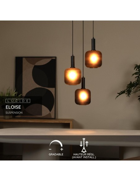 Lucide ELOISE Suspension Diam. 40 cm 3xE27 Noir | Deko Light