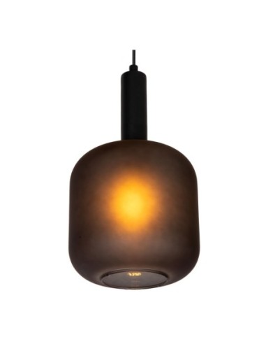 Eloise de Lucide - Suspension Diam. 40 cm 3xE27  Noir et fumé - verre et métal câble textile