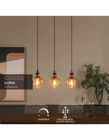 Lucide ILONA Suspension 3xE27 Ambre | Deko Light