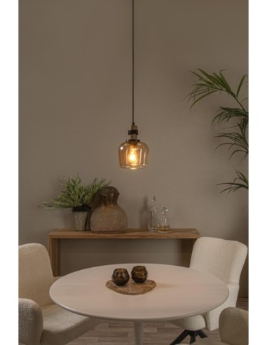 Ilona de Lucide - Suspension verre Diam. 18 cm 1xE27 Ambre