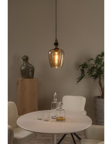 Ilona  de Lucide - Suspension verre Diam. 22 cm 1xE27 Ambre