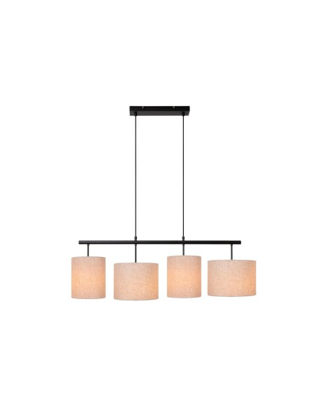 Suspension Dimmable 4xE27 Acier et textile crème - Lucide - Maya