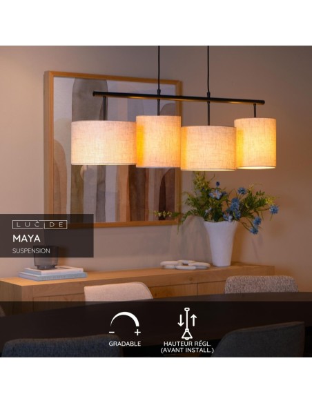 Lucide MAYA Suspension 4xE27 Creme | Deko Light