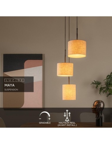 Lucide MAYA Suspension Diam. 46 cm 3xE27 Creme | Deko Light