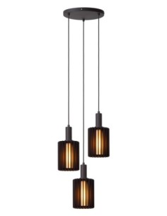 Suspension métal 3 points lumineux E27 noire - Lucide - Lambres