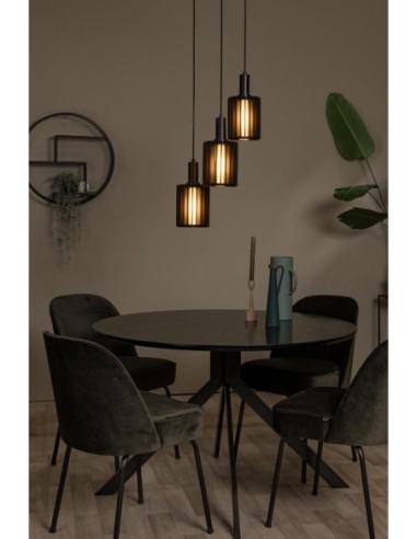 Lucide - Lambres - Suspension métal 3 points lumineux E27 noire