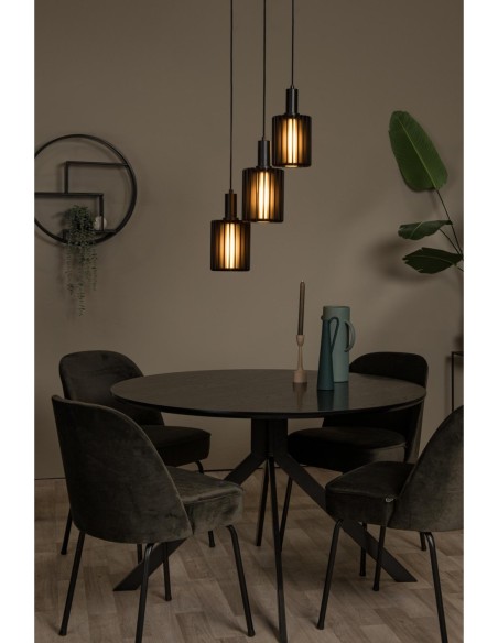 Lucide - Lambres - Suspension métal 3 points lumineux E27 noire