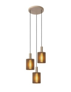 Suspension métal 3 points lumineux E27 taupe - Lucide - Lambres