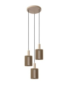 Suspension métal 3 points lumineux E27 taupe - Lucide - Lambres 2