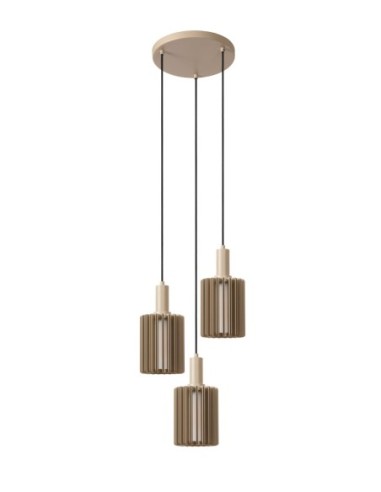 Lucide - Lambres - Suspension métal 3 points lumineux E27 taupe