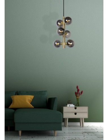 Lucide TYCHO Suspension Diam. 25,5 cm 6xG9 Or Mat / Laiton | Deko Light