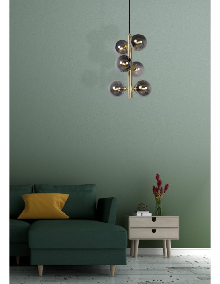 Lucide TYCHO Suspension Diam. 25,5 cm 6xG9 Or Mat / Laiton | Deko Light