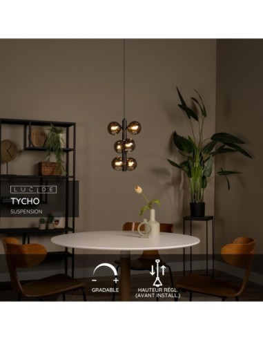 Lucide TYCHO Suspension Diam. 25,5 cm 6xG9 Noir | Deko Light
