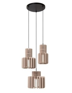 Suspension feutrine 3 points lumineux E27 taupe - Lucide - Rollo 2