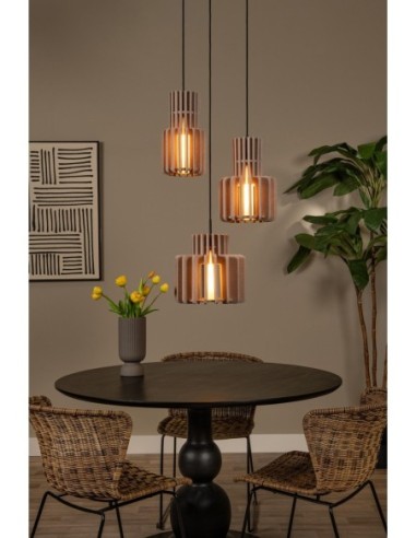 Rollo  - Lucide - Suspension feutrine 3 points lumineux E27 taupe