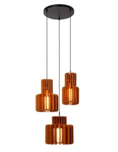 Suspension feutrine 3 points lumineux E27 terracotta - Lucide - Rollo