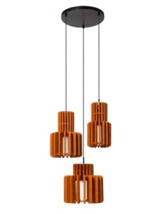 Suspension feutrine 3 points lumineux E27 terracotta - Lucide - Rollo 2
