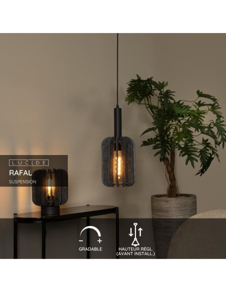 Lucide RAFAL Suspension Diam. 20 cm 1xE27 Gris | Deko Light
