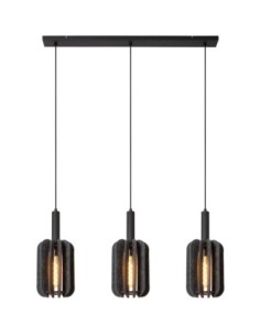 Suspension Diam. 20 cm 3xE27 Dimmable Noir et Gris - Lucide - Rafal