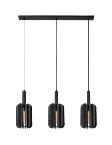 Suspension Diam. 20 cm 3xE27 Dimmable Noir et Gris - Lucide - Rafal