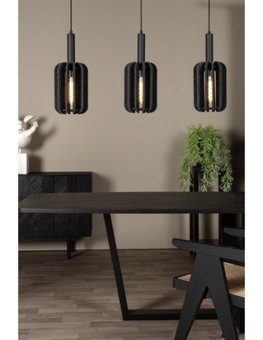 Suspension Diam. 20 cm 3xE27 Dimmable Noir et Gris - Lucide - Rafal