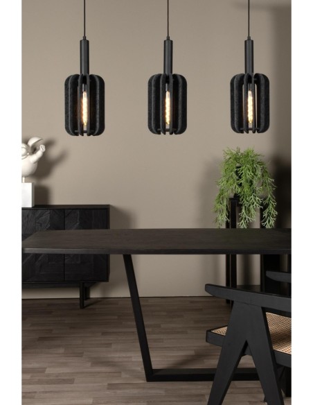 Suspension Diam. 20 cm 3xE27 Dimmable Noir et Gris - Lucide - Rafal