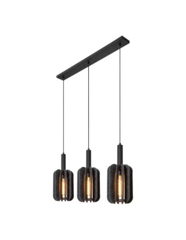Suspension Diam. 20 cm 3xE27 Dimmable Noir et Gris - Lucide - Rafal