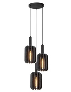 Suspension Diam. 50 cm 3xE27 40W Dimmable Gris / Noir - Lucide - Rafal