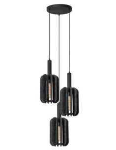 Suspension Diam. 50 cm 3xE27 40W Dimmable Gris / Noir - Lucide - Rafal 2