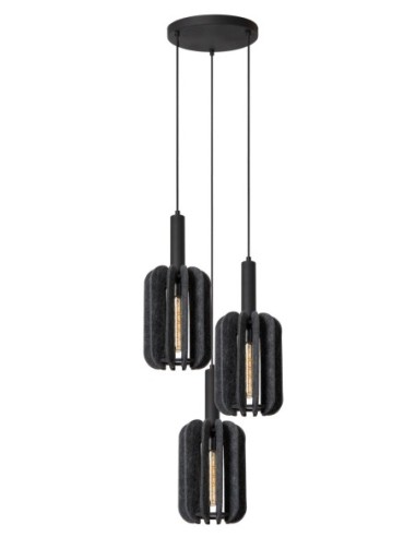 Suspension Diam. 50 cm 3xE27 40W Dimmable Gris / Noir - Lucide - Rafal