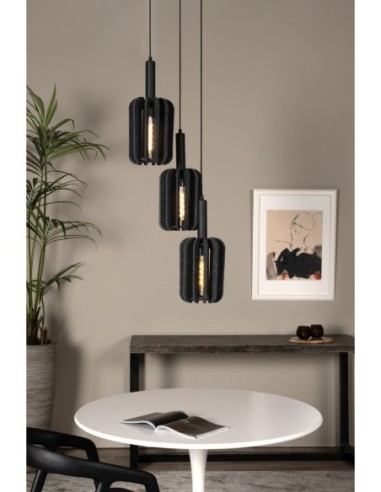 Suspension Diam. 50 cm 3xE27 40W Dimmable Gris / Noir - Lucide - Rafal