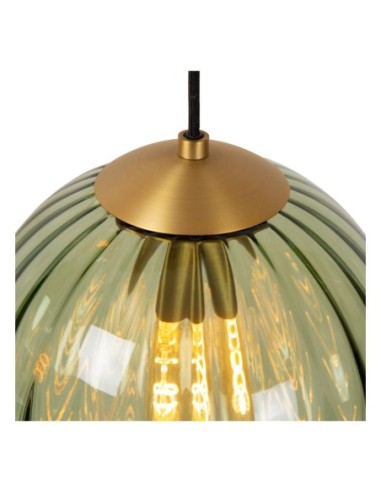 Suspension Diam. 35 cm 3xE27 40W Verre Vert et Ambre - Lucide - Monsaraz
