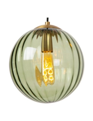 Suspension Diam. 35 cm 3xE27 40W Verre Vert et Ambre - Lucide - Monsaraz