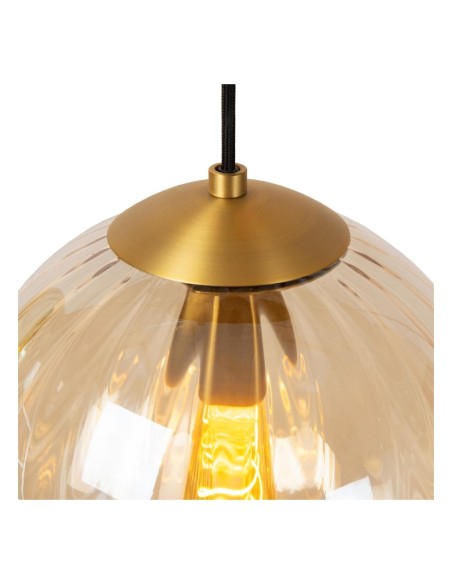 Suspension Diam. 35 cm 3xE27 40W Verre Vert et Ambre - Lucide - Monsaraz