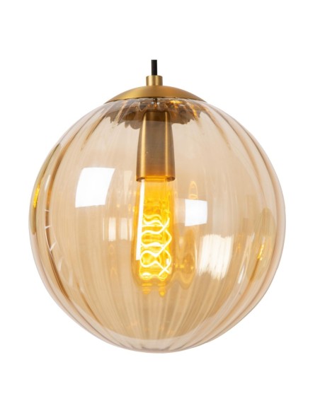 Suspension Diam. 35 cm 3xE27 40W Verre Vert et Ambre - Lucide - Monsaraz